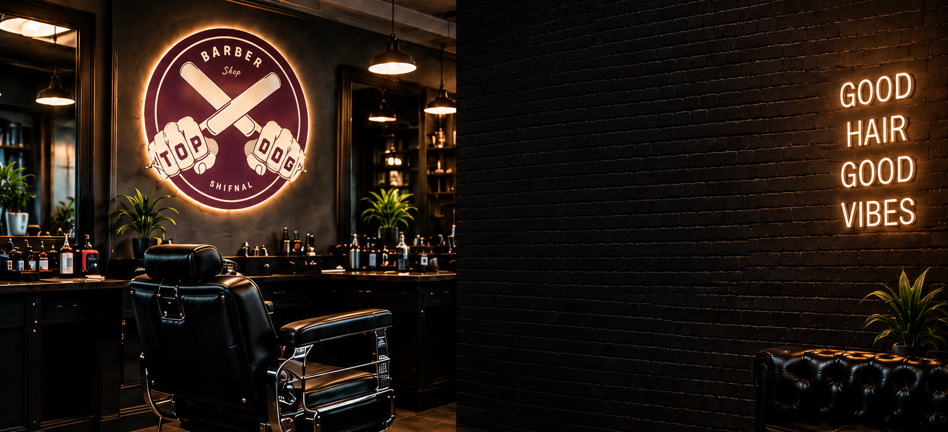 Illustrative Top Dog shop interior recreated from the supplied concept